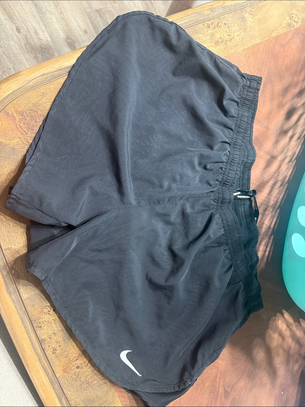 Nike Black Athletic Running Shorts with White Swoosh